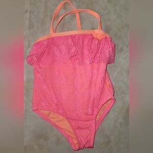 Girls 2T OP Kids Swim One Piece in Pink and Orange